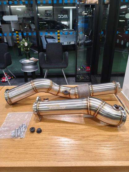 Midnight Performance™ BMW M2 / M3 / M4 (G80 G81 G82 G83 G87) S58 Stainless Steel Decat Downpipes