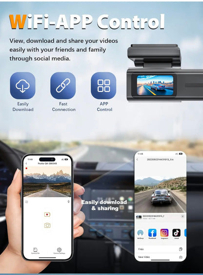 Vehicle Dashcam 4K Ultra HD with 1080p Rear Camera | Night Vision, Parking Mode & Loop Recording