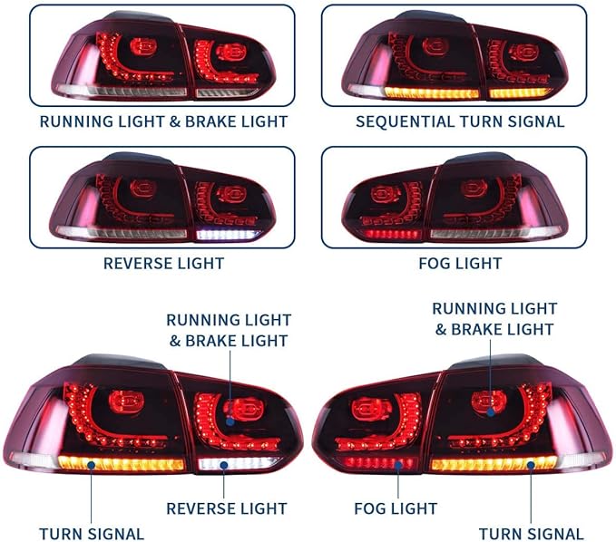 VW Golf MK6 Custom LED Taillights - Midnight Performance