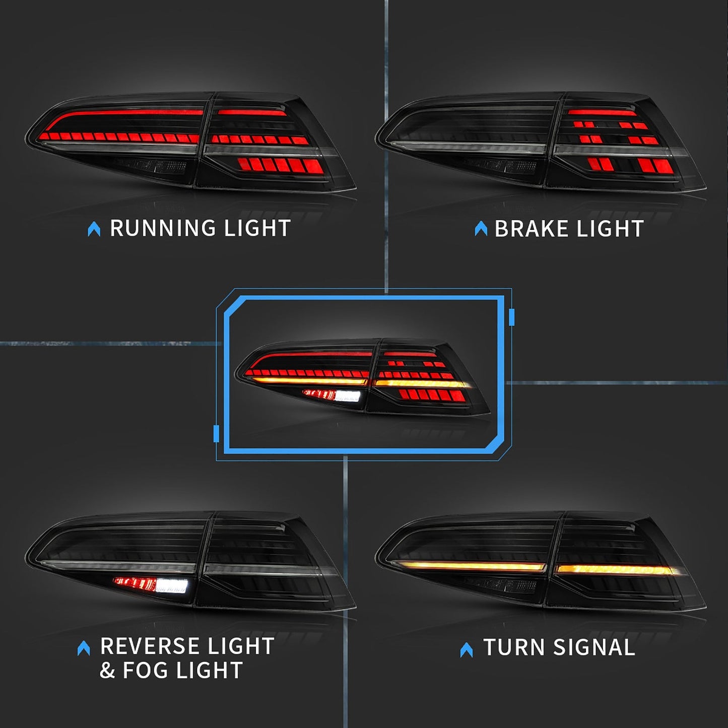 VW Golf MK7 Custom LED Taillights - Midnight Performance