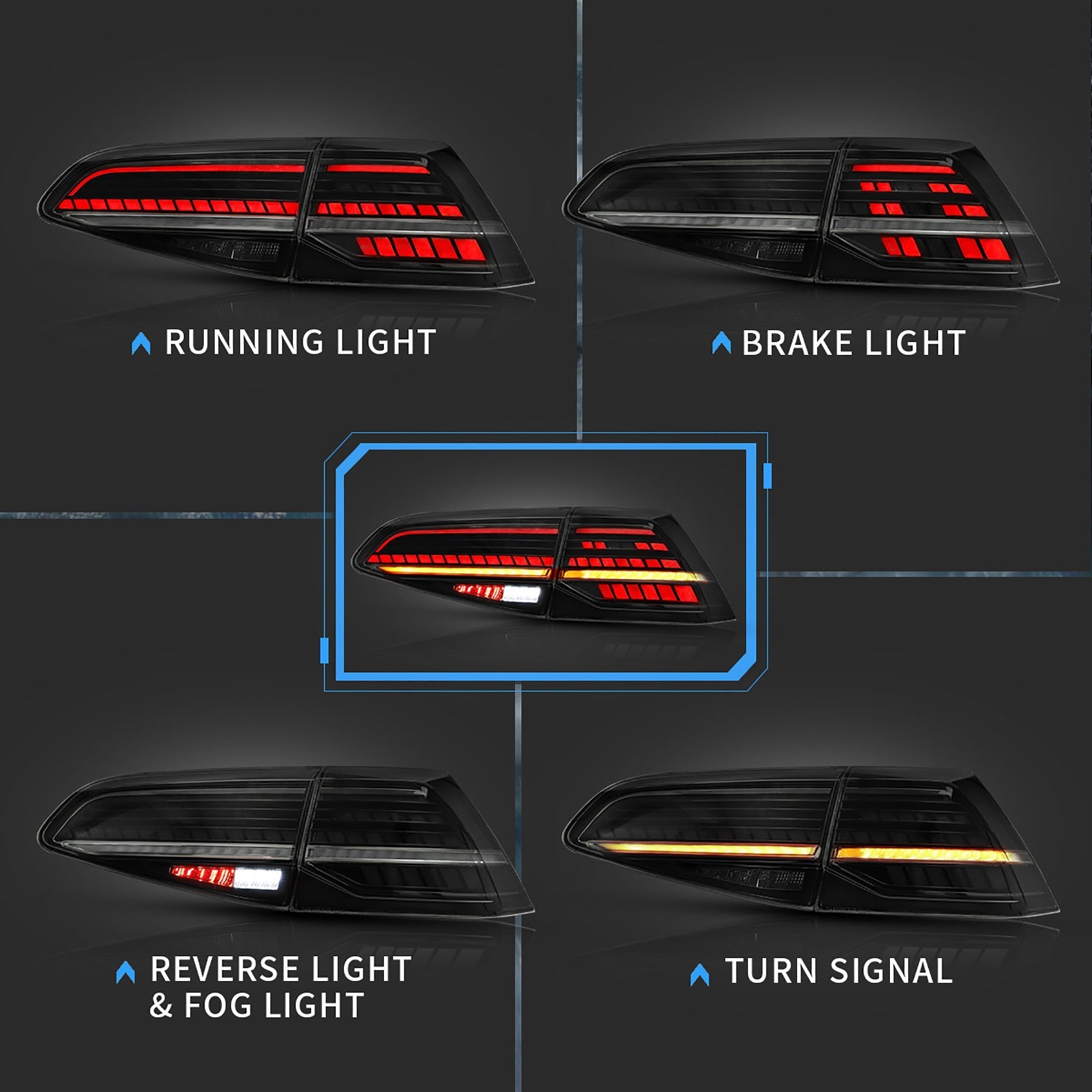 VW Golf MK7 Custom LED Taillights - Midnight Performance